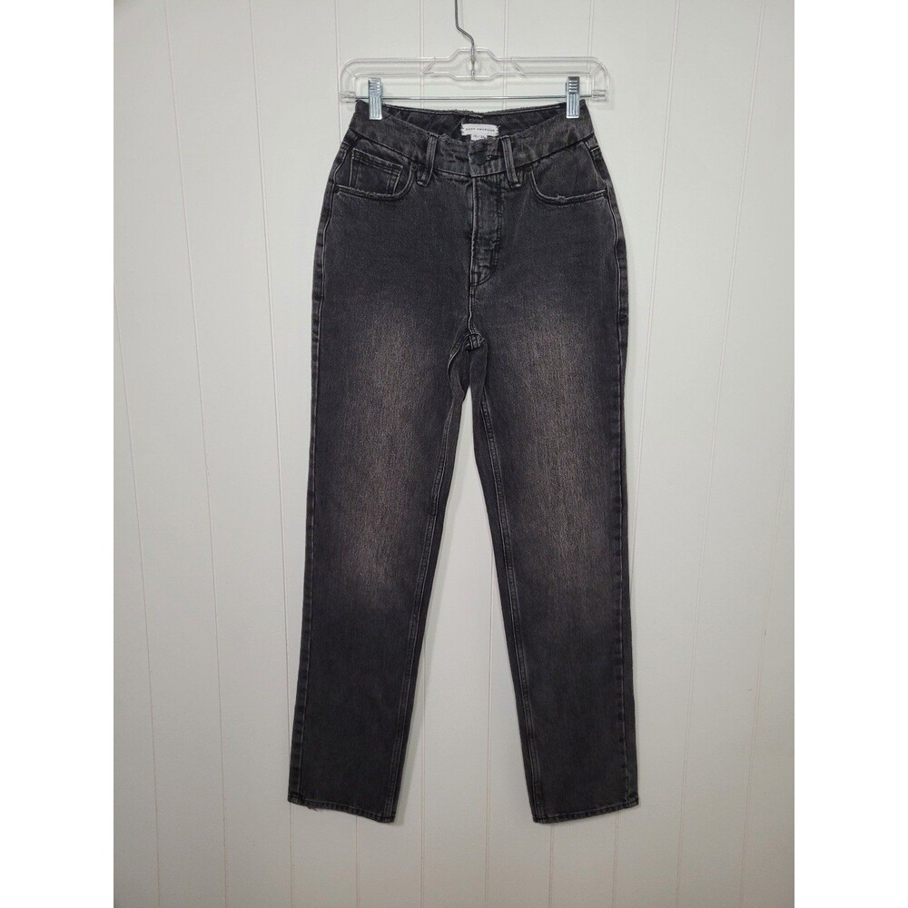 Good American Jeans Women's Size 00/24 Black 90s Icon Straight Leg High Rise